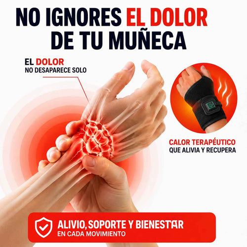 Muñequera Térmica Eléctrica — Alivio del dolor de túnel carpiano, artritis y tendinitis en minutos.